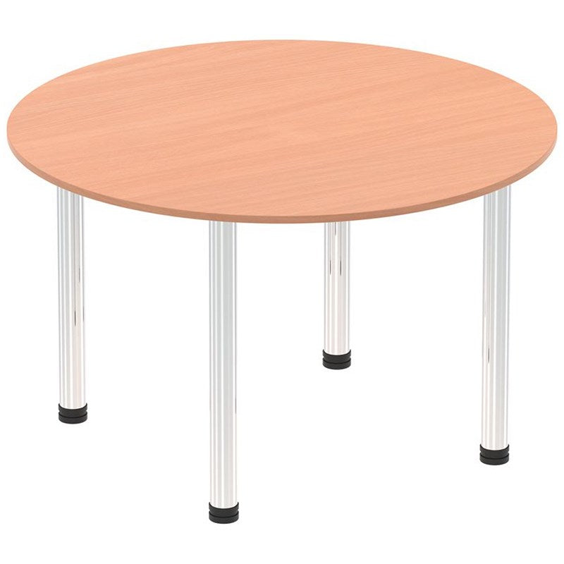 Impulse Circular Table, 1200mm, Beech, Chrome Post Leg Easy2Order : I003771