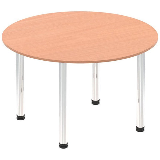 Impulse Circular Table, 1200mm, Beech, Chrome Post Leg Easy2Order : I003771