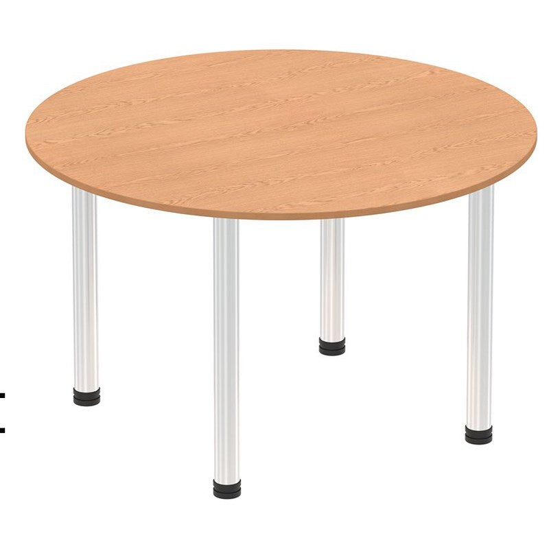 Impulse Circular Table, 1200mm, Oak, Chrome Post Leg Easy2Order : I003773