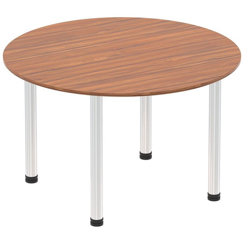 Impulse Circular Table, 1200mm, Walnut, Chrome Post Leg Easy2Order : I003775
