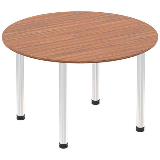 Impulse Circular Table, 1200mm, Walnut, Chrome Post Leg Easy2Order : I003775