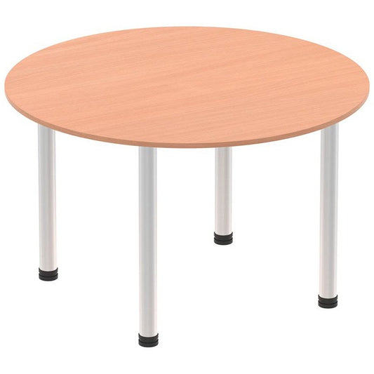 Impulse Circular Table, 1200mm, Beech, Brushed Aluminium Post Leg Easy2Order : I003777