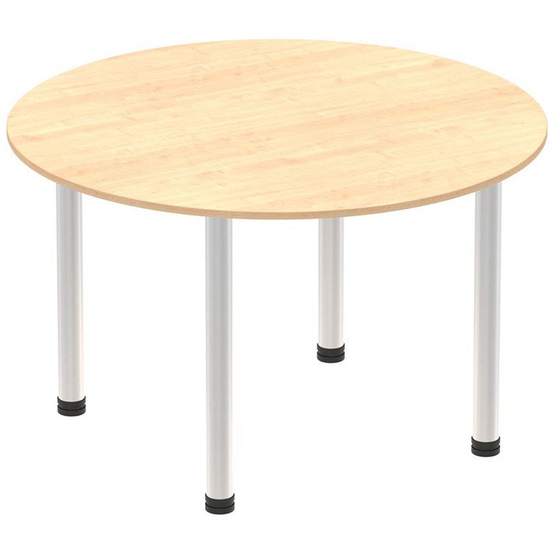 Impulse Circular Table, 1200mm, Maple, Brushed Aluminium Post Leg Easy2Order : I003778