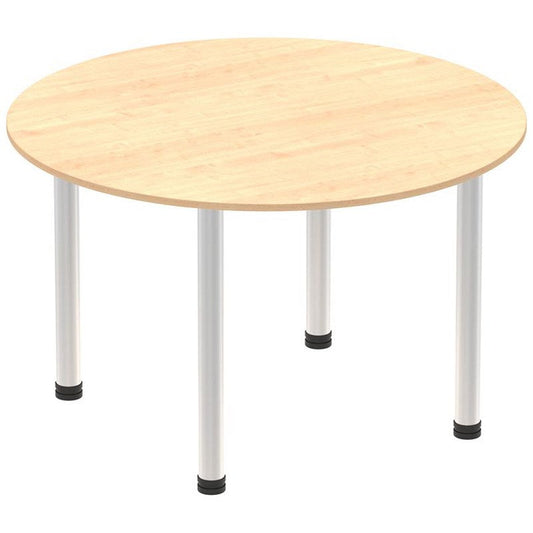 Impulse Circular Table, 1200mm, Maple, Brushed Aluminium Post Leg Easy2Order : I003778