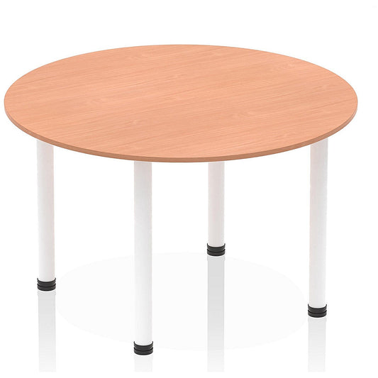 Impulse Circular Table, 1200mm, Beech, White Post Leg Easy2Order : I003783