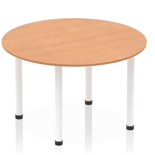 Impulse Circular Table, 1200mm, Oak, White Post Leg Easy2Order : I003785