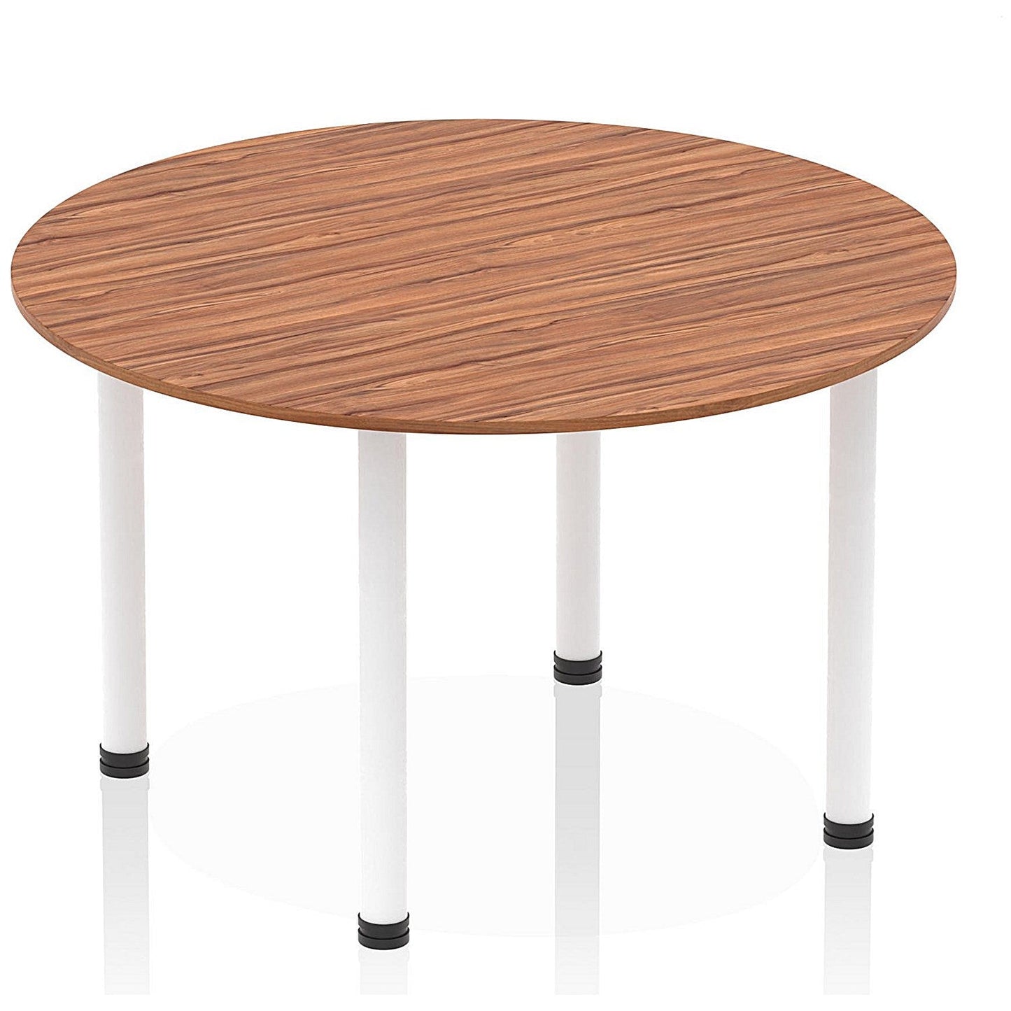 Impulse Circular Table, 1200mm, Walnut, White Post Leg Easy2Order : I003787
