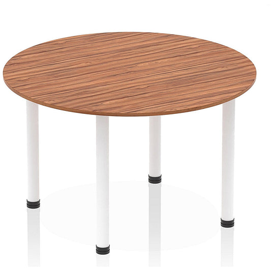 Impulse Circular Table, 1200mm, Walnut, White Post Leg Easy2Order : I003787