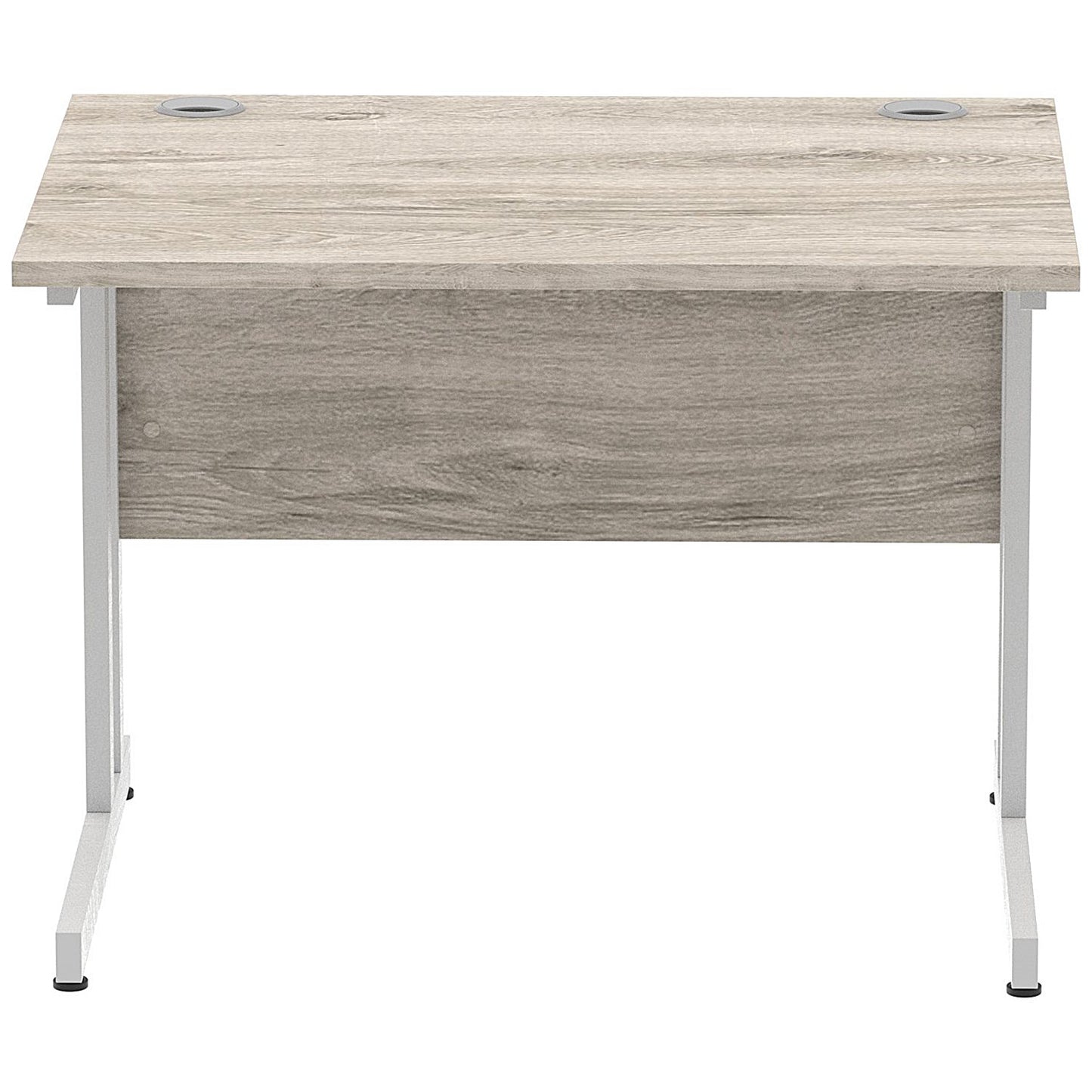 Impulse 1000mm Rectangular Desk, Silver Cantilever Leg, Grey Oak