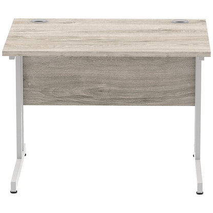 Impulse 1000mm Rectangular Desk, Silver Cantilever Leg, Grey Oak