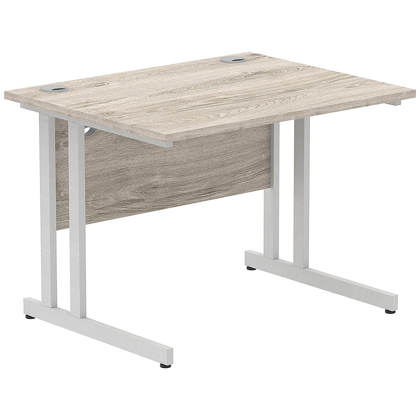 Impulse 1000mm Rectangular Desk, Silver Cantilever Leg, Grey Oak
