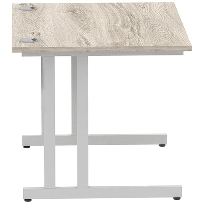 Impulse 1000mm Rectangular Desk, Silver Cantilever Leg, Grey Oak