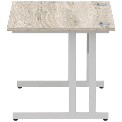 Impulse 1000mm Rectangular Desk, Silver Cantilever Leg, Grey Oak