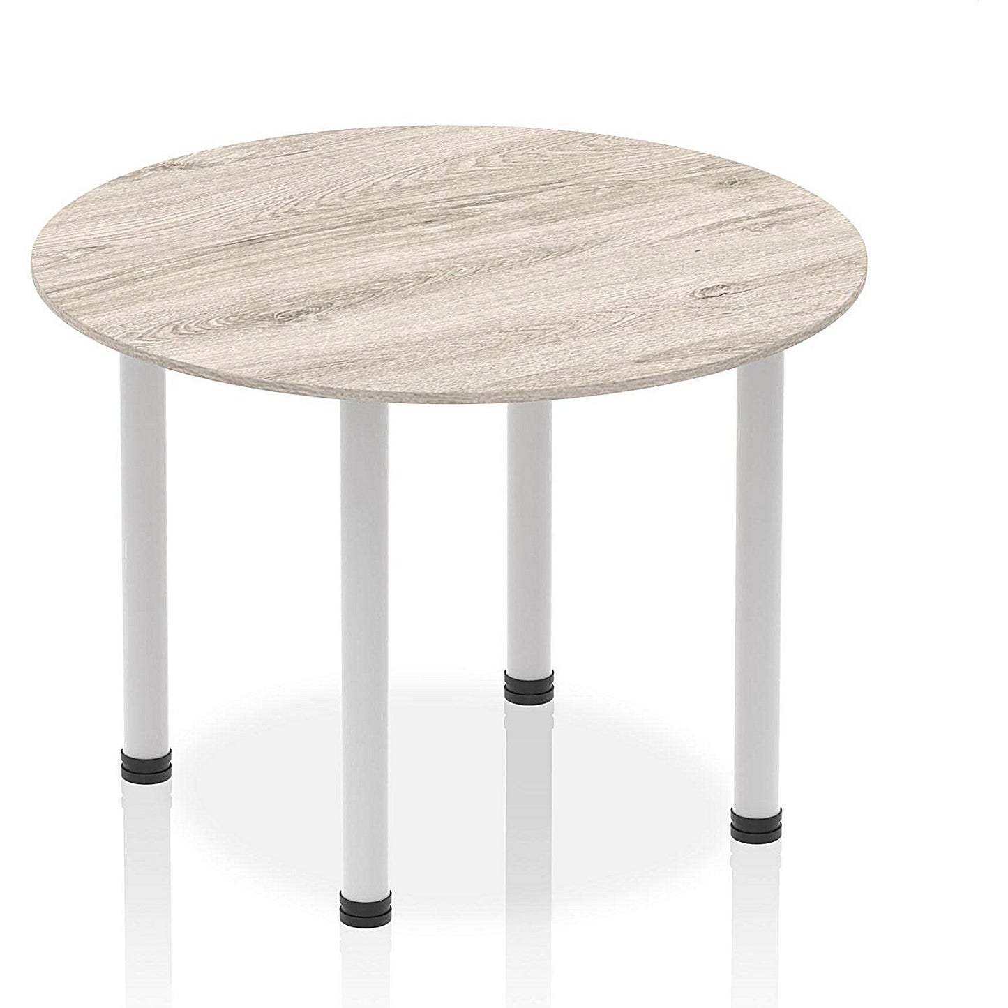 Impulse Circular Table, 1000mm, Grey Oak, Silver Post Leg Easy2Order : I003795