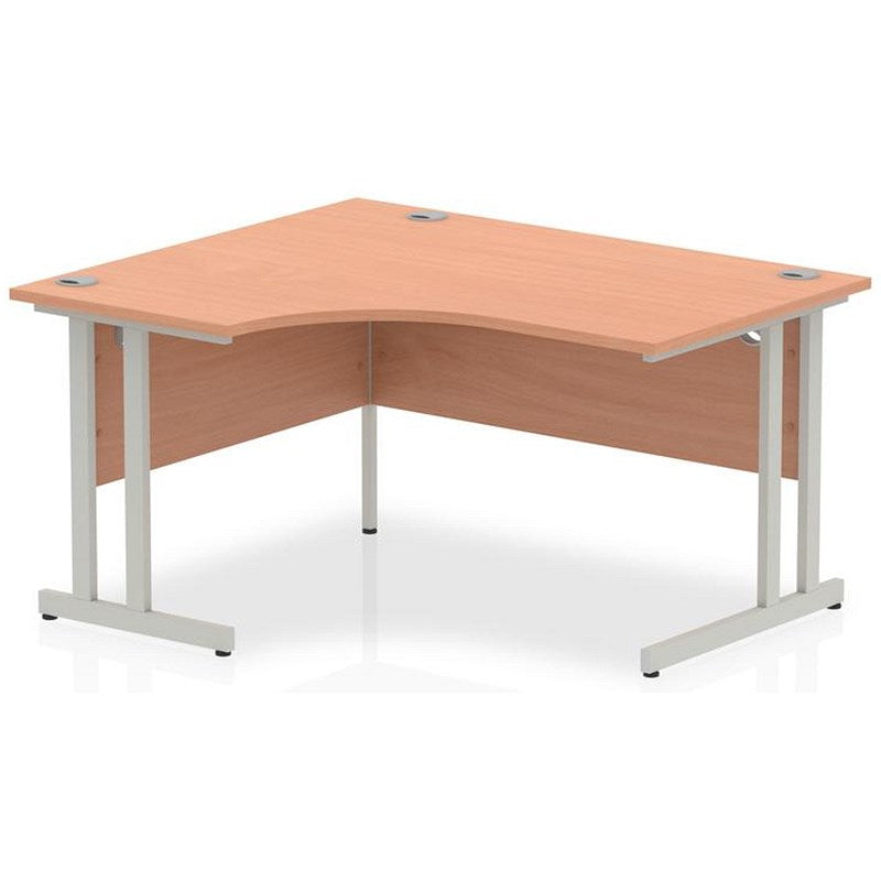 Impulse 1400mm Corner Desk, Left Hand, Silver Cantilever Leg, Beech