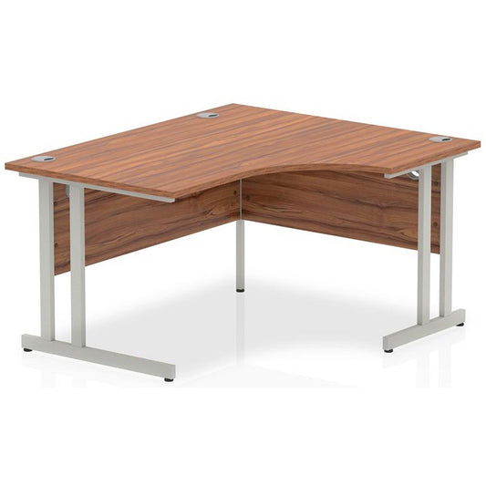 Impulse 1400mm Corner Desk, Right Hand, Silver Cantilever Leg, Walnut