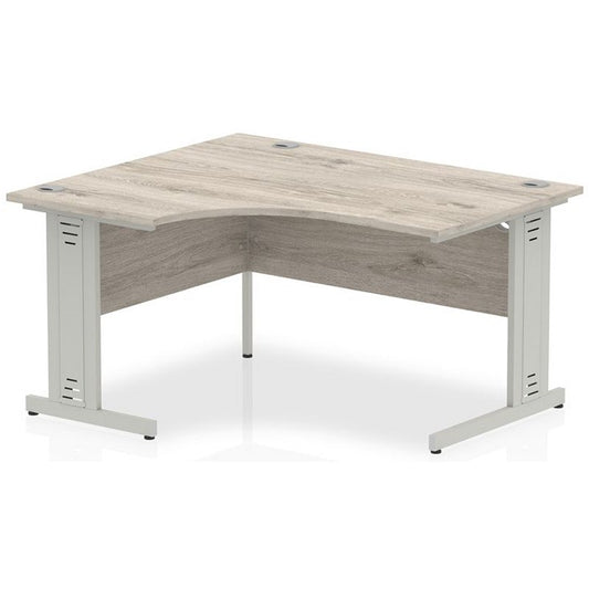Impulse 1400mm Corner Desk, Left Hand, Silver Cable Managed Leg, Grey Oak