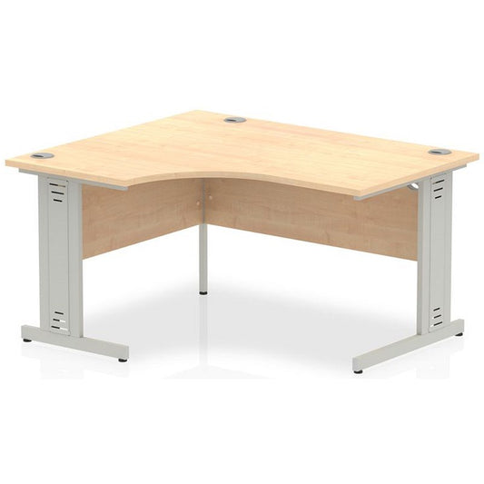 Impulse 1400mm Corner Desk, Left Hand, Silver Cable Managed Leg, Maple