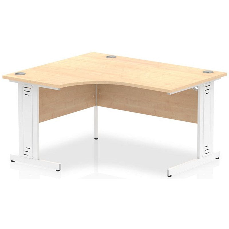 Impulse 1400mm Corner Desk, Left Hand, White Cable Managed Leg, Maple