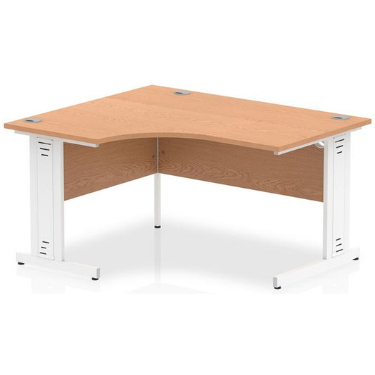 Impulse 1400mm Corner Desk, Left Hand, White Cable Managed Leg, Oak