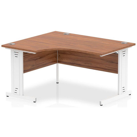 Impulse 1400mm Corner Desk, Left Hand, White Cable Managed Leg, Walnut