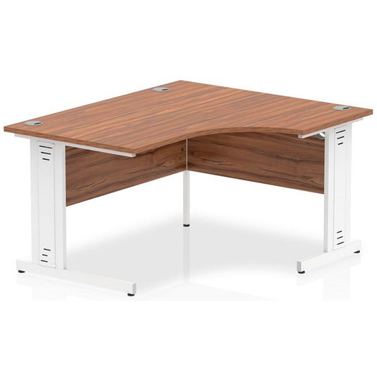 Impulse 1400mm Corner Desk, Right Hand, White Cable Managed Leg, Walnut