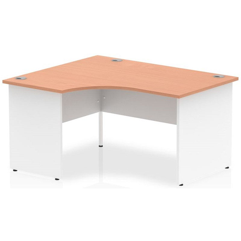Impulse 1400mm Two-Tone Corner Desk, Left Hand, White Panel End Leg, Beech