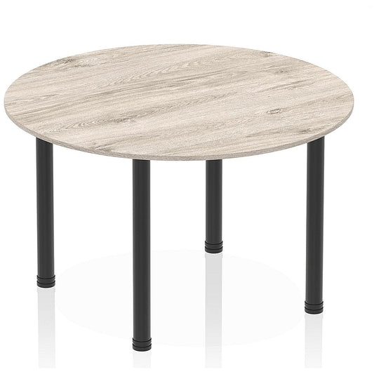 Impulse Circular Table, 1200mm, Grey Oak, Black Post Leg Easy2Order : I004189