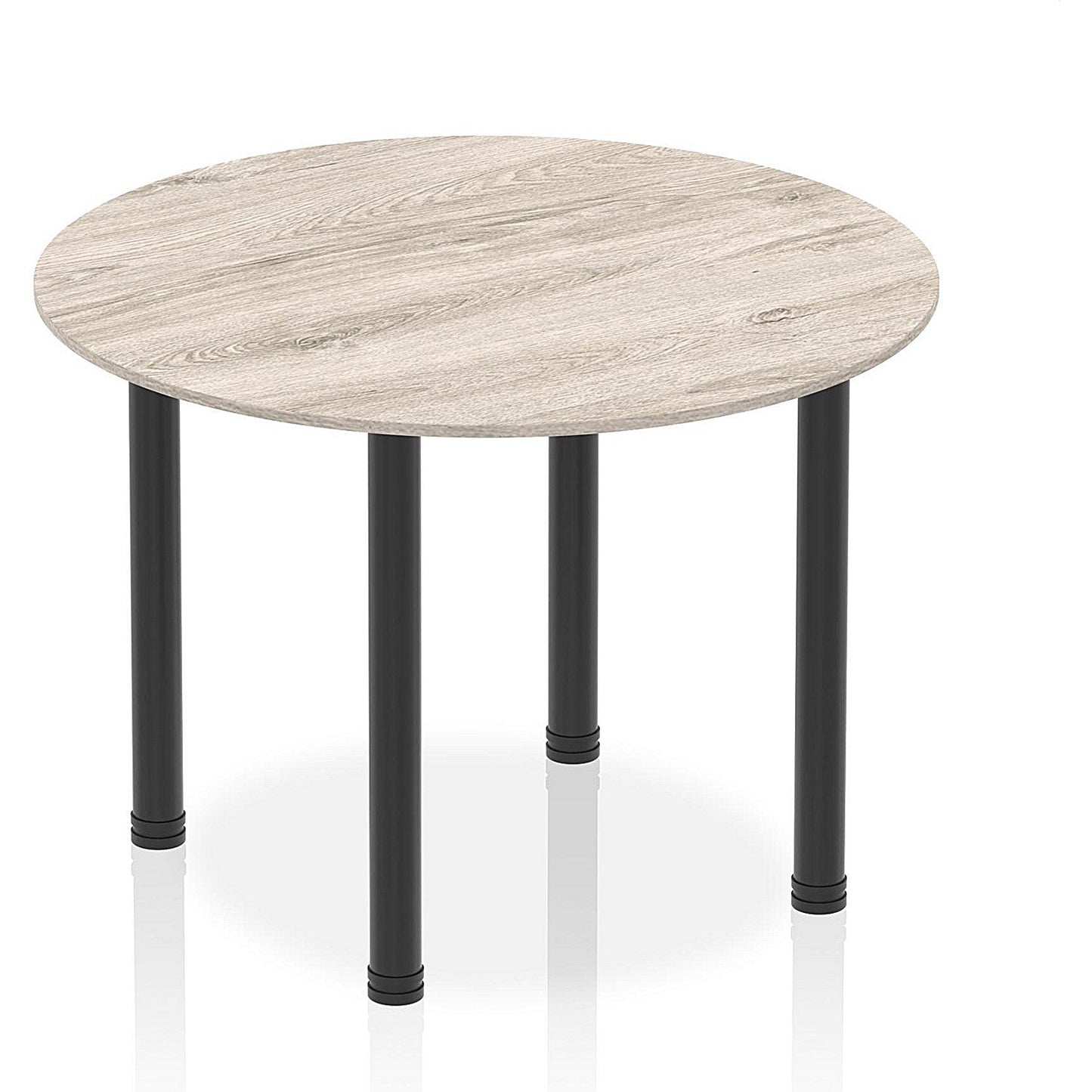 Impulse Circular Table, 1000mm, Grey Oak, Black Post Leg Easy2Order : I004195