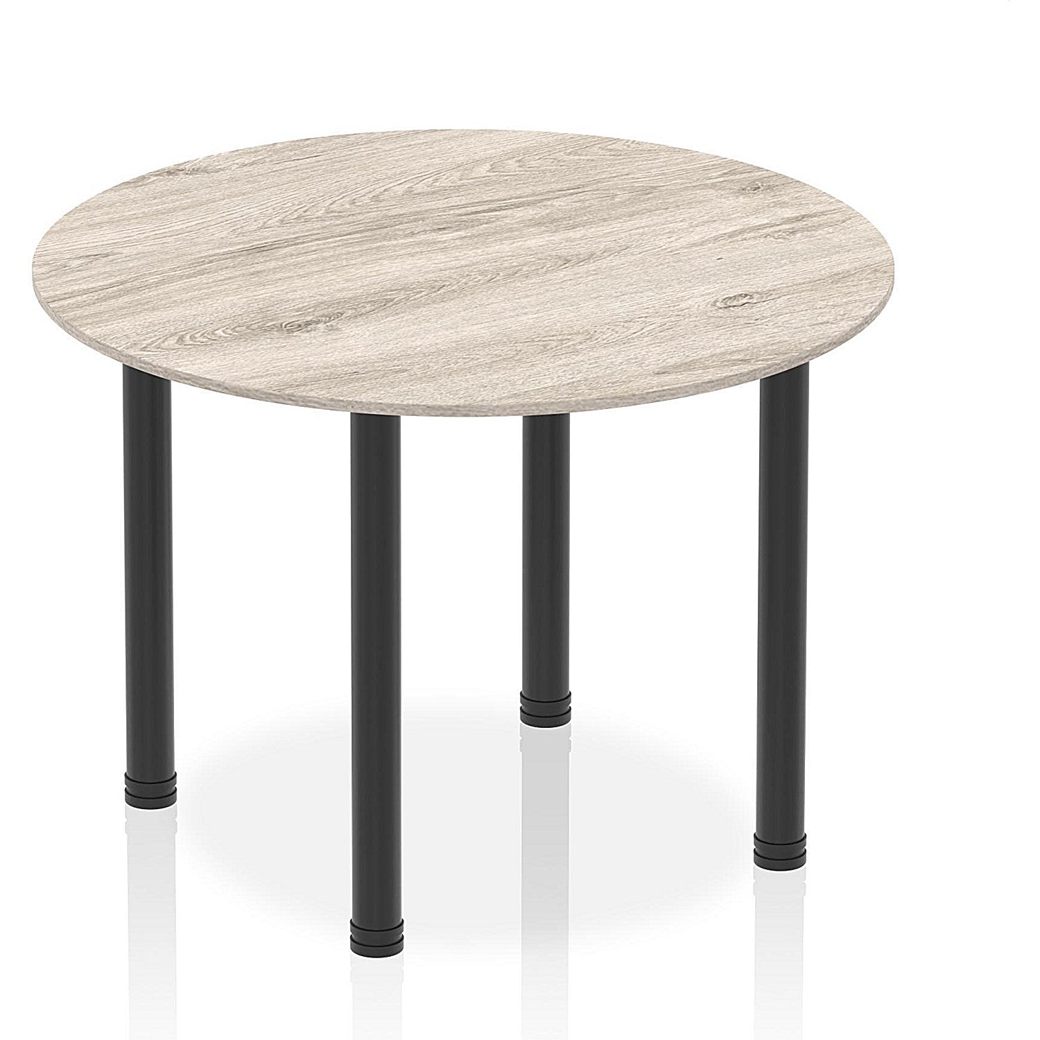 Impulse Circular Table, 1000mm, Grey Oak, Black Post Leg Easy2Order : I004195