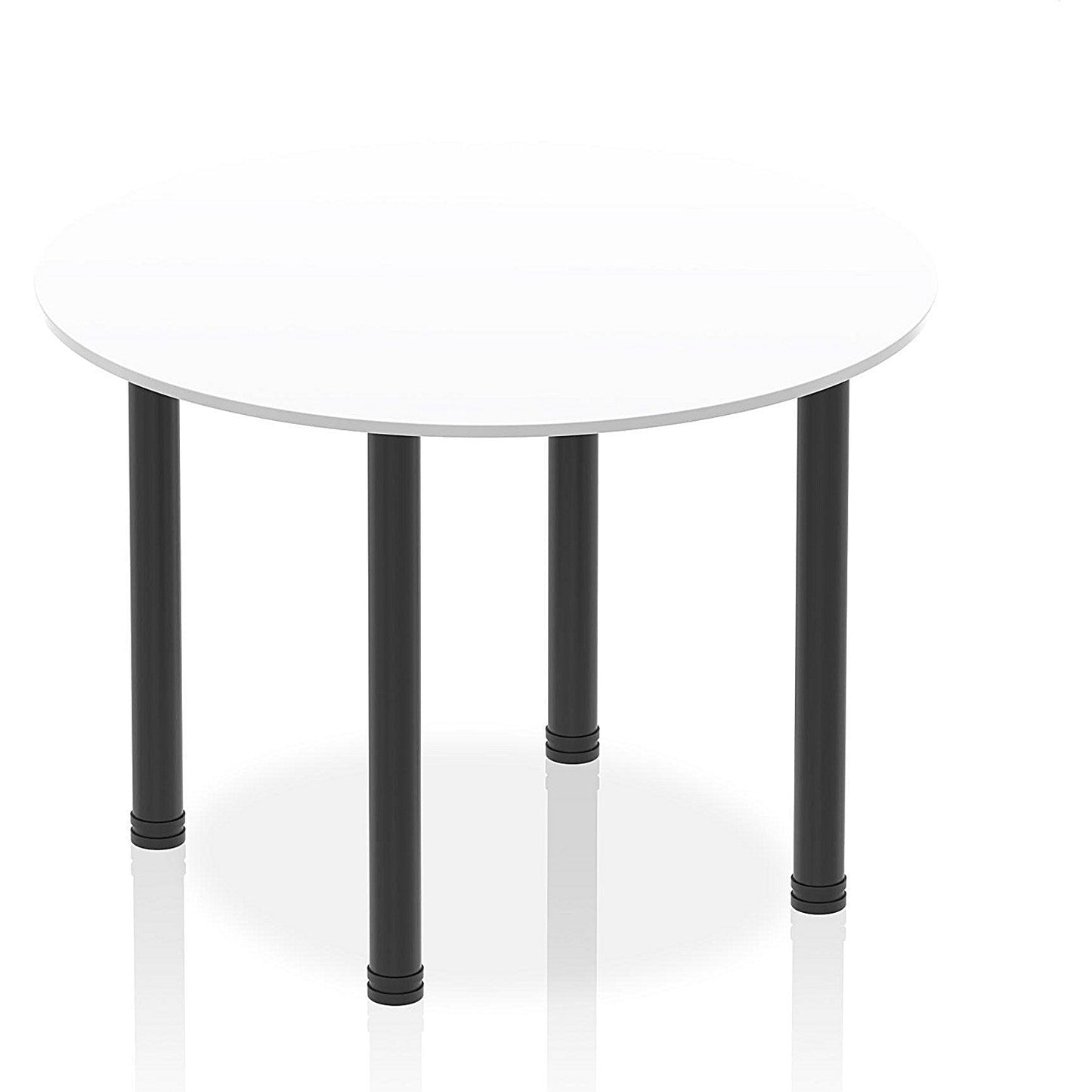 Impulse Circular Table, 1000mm, White, Black Post Leg Easy2Order : I004198