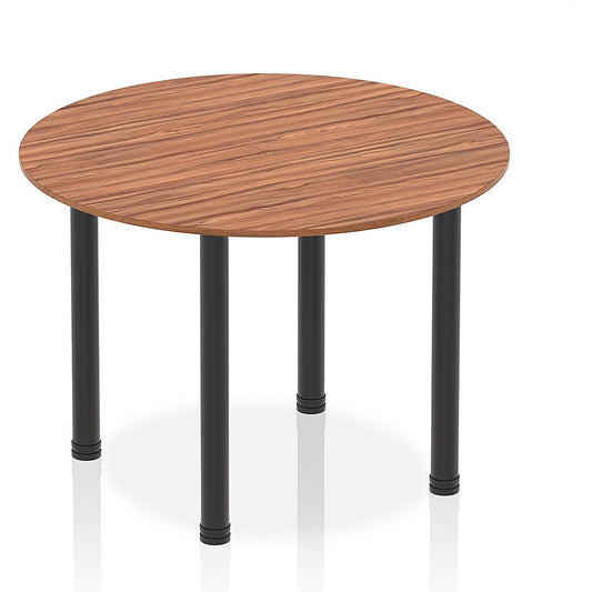 Impulse Circular Table, 1000mm, Walnut, Black Post Leg Easy2Order : I004199