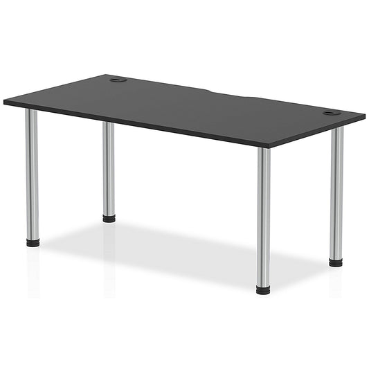 Impulse Rectangular Table, 1600mm x 800mm, Black, Chrome Post Leg Easy2Order : I004210
