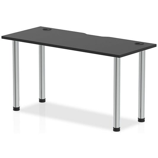 Impulse Rectangular Table, 1400mm x 600mm, Black, Chrome Post Leg Easy2Order : I004213