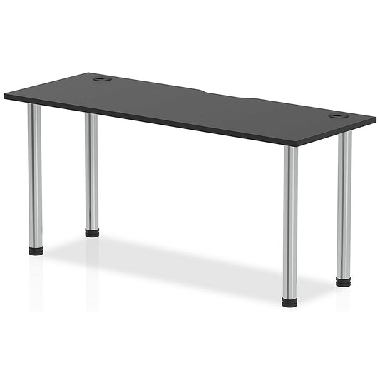 Impulse Rectangular Table, 1600mm x 600mm, Black, Chrome Post Leg Easy2Order : I004214