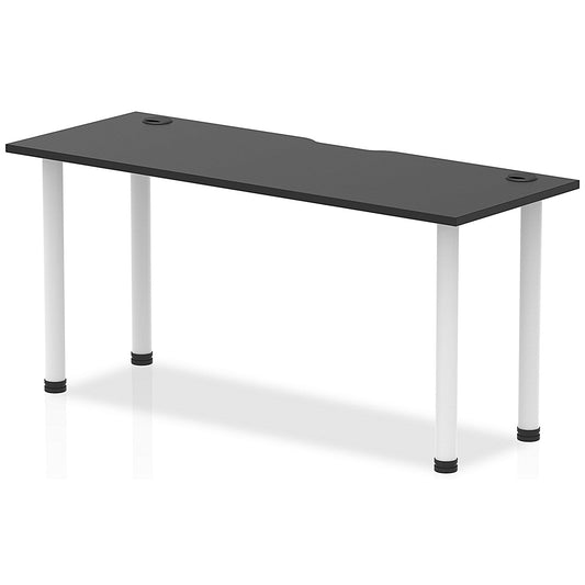 Impulse Rectangular Table, 1600mm x 600mm, Black, White Post Leg Easy2Order : I004222