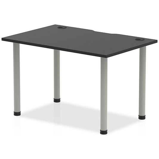 Impulse Rectangular Table, 1200mm x 800mm, Black, Silver Post Leg Easy2Order : I004224