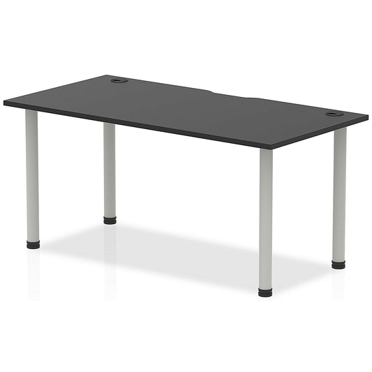 Impulse Rectangular Table, 1400mm x 800mm, Black, Silver Post Leg Easy2Order : I004225