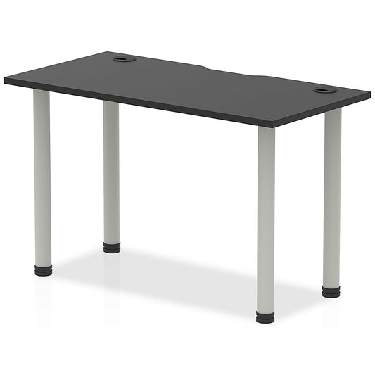 Impulse Rectangular Table, 1200mm x 600mm, Black, Silver Post Leg Easy2Order : I004228
