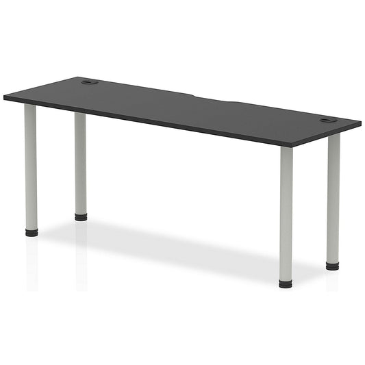 Impulse Rectangular Table, 1800mm x 600mm, Black, Silver Post Leg Easy2Order : I004231