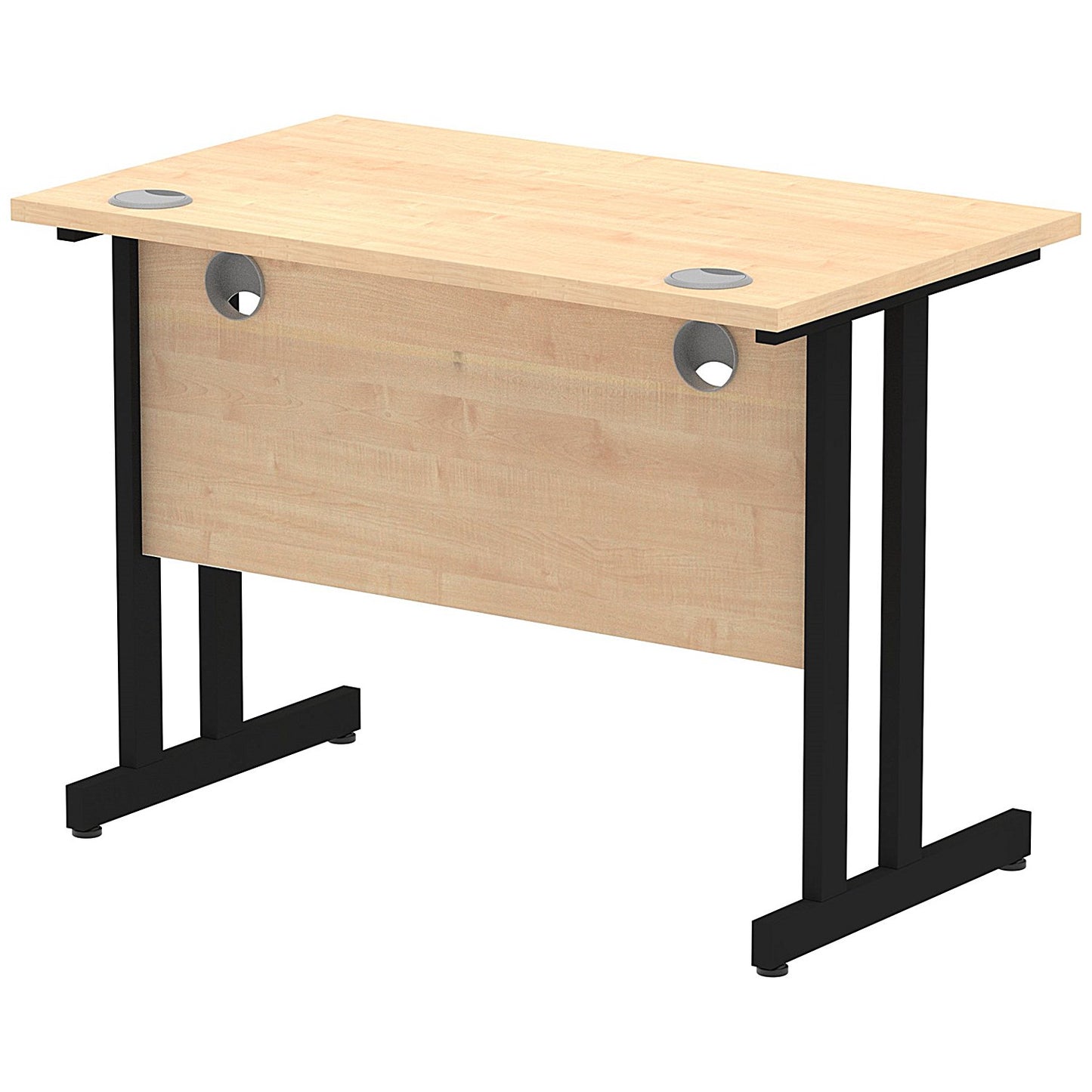 Impulse 1000mm Slim Rectangular Desk, Black Cantilever Leg, Maple