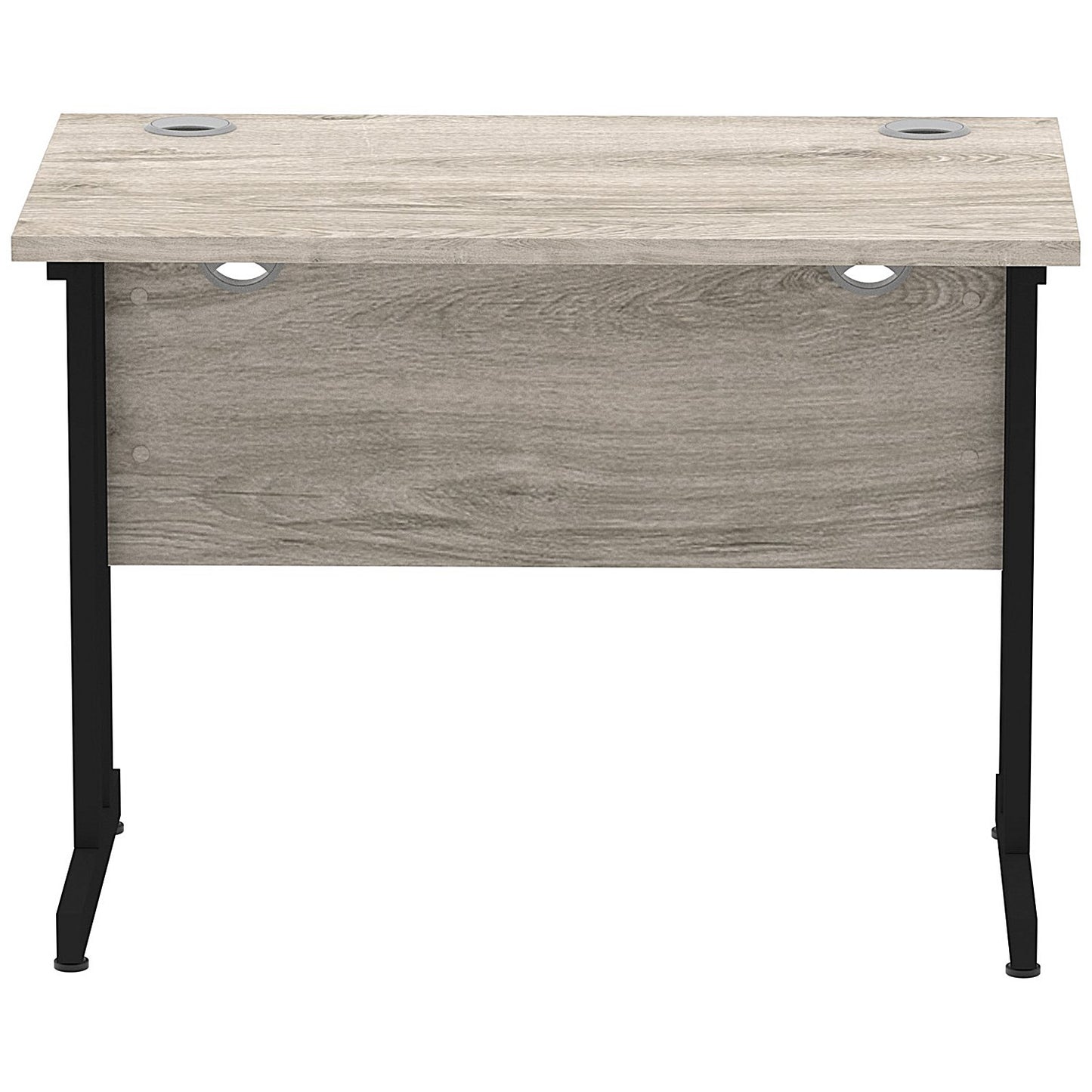 Impulse 1000mm Slim Rectangular Desk, Black Cantilever Leg, Grey Oak