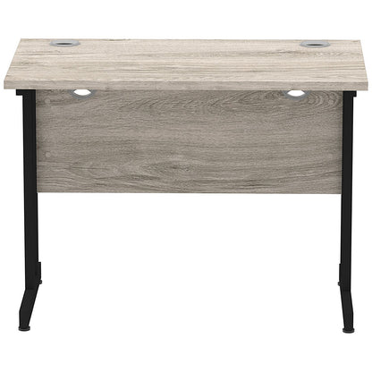 Impulse 1000mm Slim Rectangular Desk, Black Cantilever Leg, Grey Oak