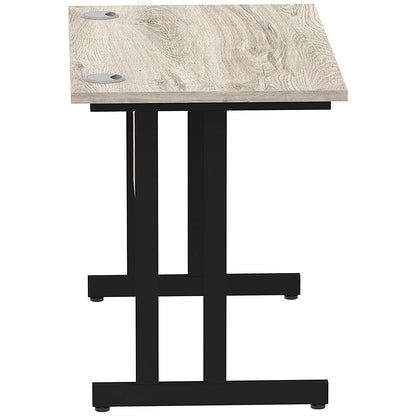 Impulse 1000mm Slim Rectangular Desk, Black Cantilever Leg, Grey Oak