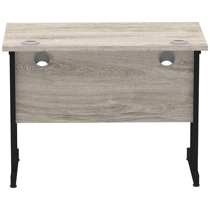 Impulse 1000mm Slim Rectangular Desk, Black Cantilever Leg, Grey Oak
