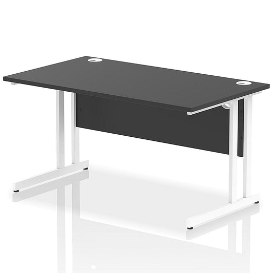 Impulse 1400mm Rectangular Desk, White Cantilever Leg, Black