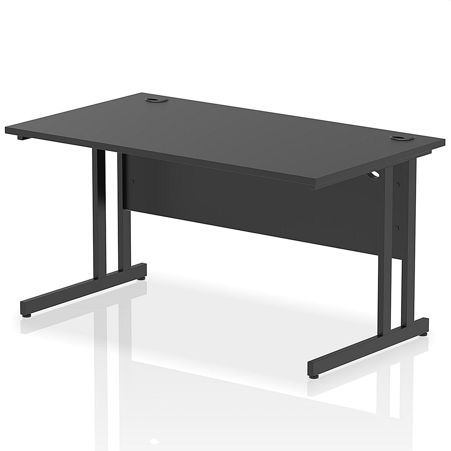 Impulse 1400mm Rectangular Desk, Black Cantilever Leg, Black
