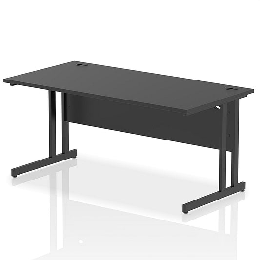 Impulse 1600mm Rectangular Desk, Black Cantilever Leg, Black