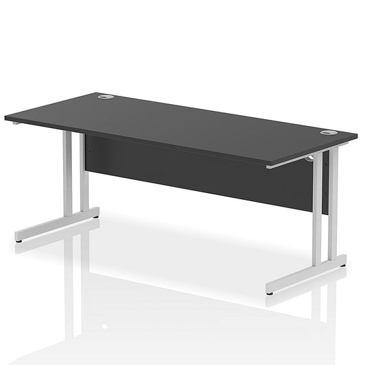 Impulse 1800mm Rectangular Desk, Silver Cantilever Leg, Black
