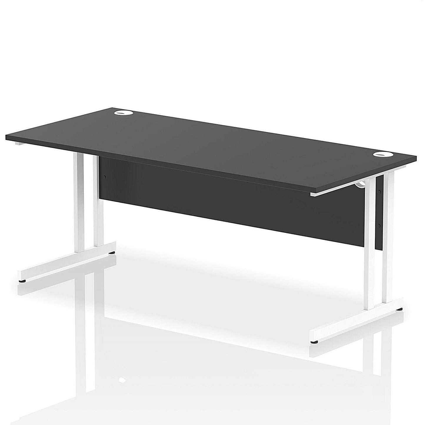 Impulse 1800mm Rectangular Desk, White Cantilever Leg, Black